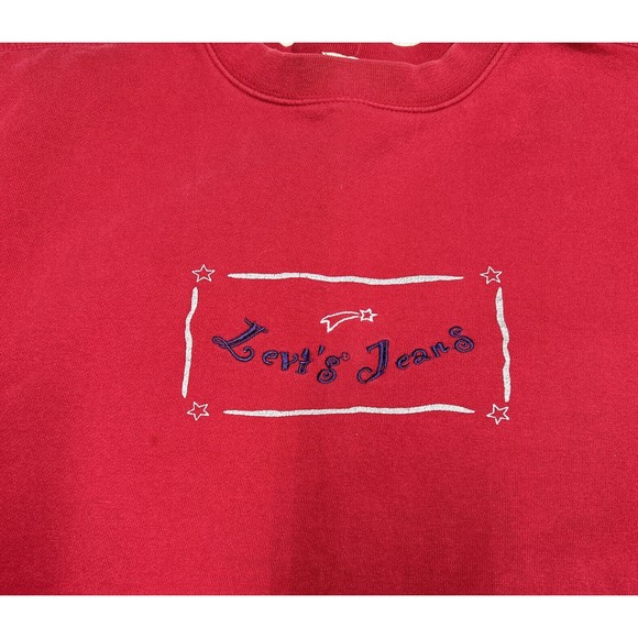 Vintage 90s LEVIS Jeans Womens Size Large Crewneck Sweater  Red Embroidered Logo - Picture 5 of 10